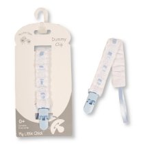 GP-25-1124S: Baby Dummy Clip With Lace Band & Bow-Sky (0+ Months)